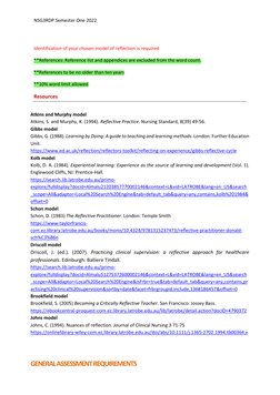 NSG3RDP Semester One 2022 
 
 
 
Identification of your chosen model of reflection is required 
 
**References: Reference lis