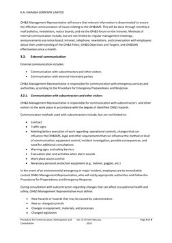 K.A. KWANSA COMPANY LIMITED 
Procedure for Communication, Participation and 
Consultation 
Ver. 0.1 From February, 
2018 
Pag