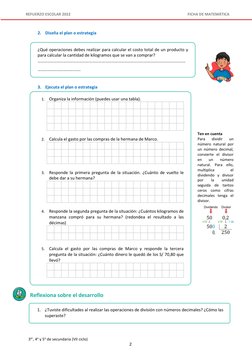 2 
 
REFUERZO ESCOLAR 2022 
FICHA DE MATEMÁTICA 
3er, 4o y 5o de secundaria (VII ciclo) 
 
2. Diseña el plan o estrateg
