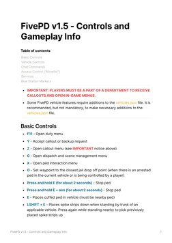 FivePD v1.5 Controls Overview | PDF | Software | Computing