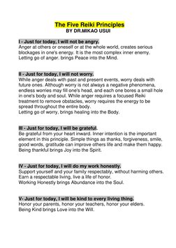 Five Principles of Reiki by Usui | PDF | Reiki | Anger