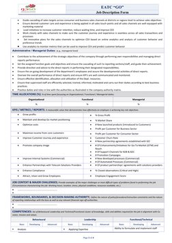 EATC “GO”
Job Description Form

Guide cascading of sales targets across consumer and business sales channels at districts or