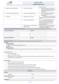 EATC “GO”
Job Description Form
development plans

Judgement and Decision Making

Effective Communication

Experience in pr