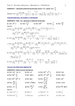Tema 12 – Derivadas. Aplicaciones – Matemáticas I – 1º Bachillerato 
 
2 
EJERCICIO 7 : 


.
x
x
f
,
f'
2
siendo
 
1
calc
