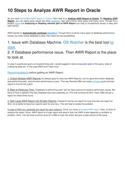AWR Report Analysis in Oracle: 10 Steps | PDF | Databases | Central ...