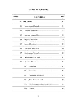 iii 
 
TABLE OF CONTENTS 
 
Chapter 
# 
DESCRIPTION 
Page 
# 
1 
INTRODUCTION................................................