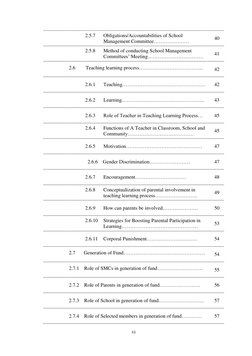 vi 
 
 
2.5.7 
Obligations/Accountabilities of School 
Management Committee………………… 
40 
 
2.5.8 
Method of conducting School