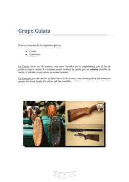 9 
 
 
Grupo Culata 
 
Esta se compone de las siguientes piezas:  
• Culata 
• Cantonera 
 
La Culata suele ser de madera,