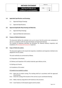 GI Conduit Installation Method Statement | PDF | Calibration | Quality ...