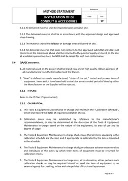 GI Conduit Installation Method Statement | PDF | Calibration | Quality ...