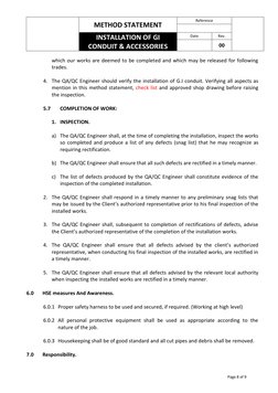 GI Conduit Installation Method Statement | PDF | Calibration | Quality ...
