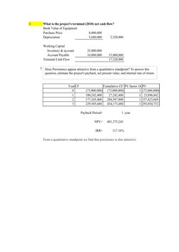 Cash Flow Projections for Sneaker 2013 | PDF | Net Present Value | Expense