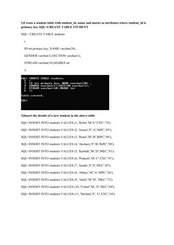 SQL Student Table Creation and Queries | PDF