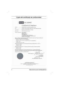 Manual del usuario de BleaseSirius
4
Copia del certiﬁ cado de conformidad

