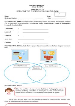 BANTOG, TARLAC CITY
School ID:106732
FIRST QUARTER
SUMMATIVE TEST IN SCIENCE 6 (PERFORMANCE TASK)
Name: _____________________