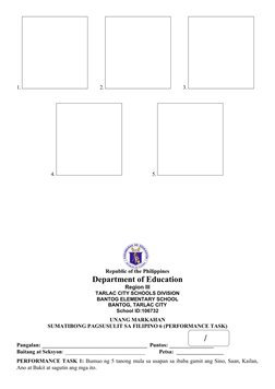 1. 
2. 
3. 
4. 
 5. 
Republic of the Philippines
Department of Education
Region III
TARLAC CITY SCHOOLS DIVISION
BANTOG ELEME
