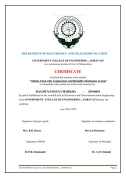 GOVERNMENT COLLEGE  OF ENGINEERING ,  AMRAVATI  
Page 2 
 
 
    DEPARTMENT OF ELECTRONICS  AND TELECOMMUNICATION 
 
GOVERNME