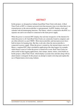 GOVERNMENT COLLEGE  OF ENGINEERING ,  AMRAVATI  
Page 5 
 
 
 
ABSTRACT 
In this project, we designed an Arduino based Real T