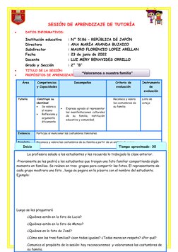 SESIÒN DE APRENDIZAJE DE TUTORÍA

DATOS INFORMATIVOS: 
Institución educativa
: N° 5186 – REPÚBLICA DE JAPÓN
Directora
: ANA