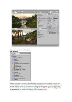 Ahora veremos cada uno en Ver detalles. 
Ver proyecto 
 
Cada Unity contiene un proyecto de Archivos carpeta. El contenido