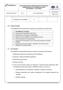JASA PERANCANGAN PENGADAAN DAN KONSTRUKSI
PEMBANGUNAN PIPA TRANSMISI GAS DARI
ORF PORONG – PLTGU GRATI
PRGR-00-INS-RFQ-011
Re