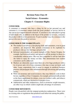 Class X Economics 
www.vedantu.com  (http://www.vedantu.com/)
1 
Revision Notes Class 10 
Social Science - Economics 
Chapter