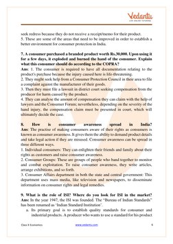 Class X Economics 
www.vedantu.com  (http://www.vedantu.com/)
6 
 
 
 
seek redress because they do not receive a receipt/mem