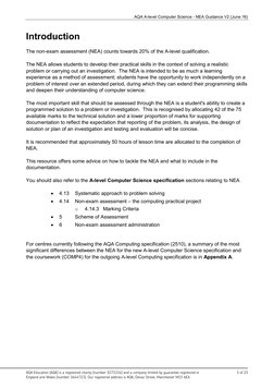 AQA A-level Computer Science - NEA Guidance V2 (June 16)
AQA Education (AQA) is a registered charity (number 1073334) and