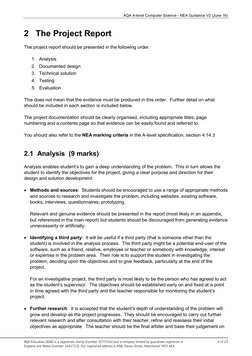 AQA A-level Computer Science - NEA Guidance V2 (June 16)
AQA Education (AQA) is a registered charity (number 1073334) and