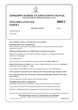 ZIMSEC O Level English 2020 | PDF | Classics