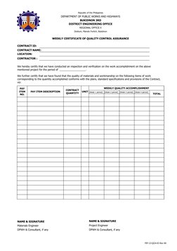 DPWH Quality Control Assurance Forms | PDF | Concrete