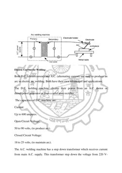 Electric Current for Welding: 
Both D.C. (direct current) and A.C. (alternating current) are used to produce an
