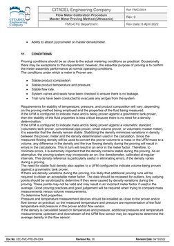 CITADEL Engineering Company 
Flow Meter Calibration Procedure 
Master Meter Proving Method (Ultrasonic) 
 
 
 
 
 
 
Doc No