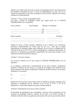 (Indicar en el cuadro cada una de las secciones de propiedad exclusiva que forman parte
del inmueble, incluyendo los aires, s