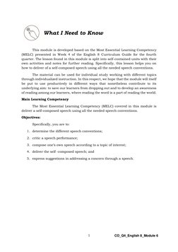 1 
 
CO_Q4_English 8_Module 6 
 
This module is developed based on the Most Essential Learning Competency 
(MELC) presented