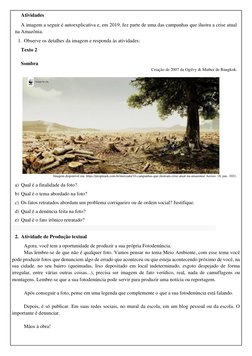 Atividades 
A imagem a seguir é autoexplicativa e, em 2019, fez parte de uma das campanhas que ilustra a crise atual 
na Amaz