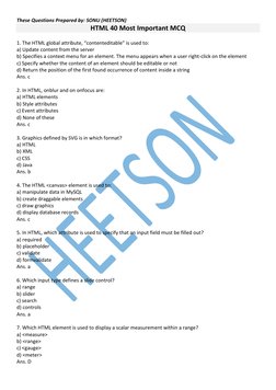 HTML MCQs with Answers for Exams | PDF | Html | Html Element