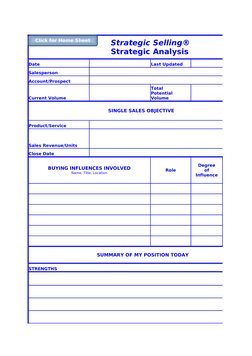 Blue Sheet Example Miller Heiman Blue Sheet Template | PDF | Sales | Competition