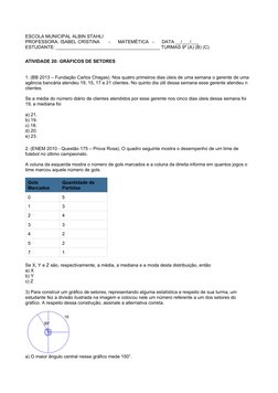 Exercícios de Gráfico de Setores 7º Ano | PDF | Gráfico de pizza ...
