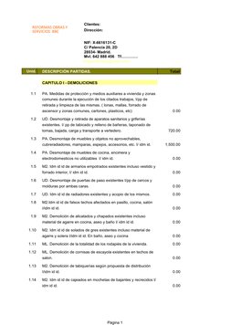 Página 1
   Clientes: 
   Dirección:
   NIF: X-6616131-C
   C/ Palencia 20, 2D
   28034- Madrid.
Unid.
DESCRIPCIÓN PARTIDAS.