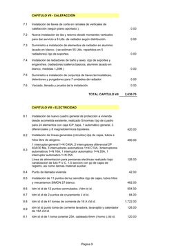 Página 9
CAPITULO VII - CALEFACCIÓN
7.1
0.00
7.2
0.00
7.3
0.00
7.4
0.00
7.5
0.00
7.6
Vaciado, llenado y prueba de la instalac