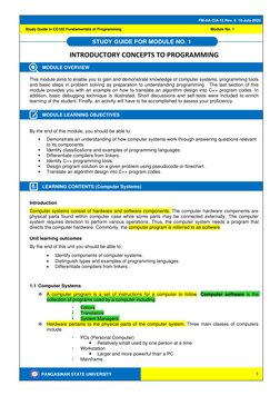 Intro to Programming Concepts Guide | PDF | Computer Data Storage ...
