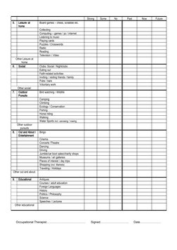 Occupational Therapy Interest Checklist | PDF | Leisure | Sports