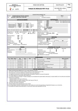 HOJA DE DATOS 
Identificación 
Pág. 
TANQUE DE DRENAJES PRFV TK-02 
TA5150B-0001-HD04 
Rev.C 
2 de 4 
TA5150B-0001-HD04 
Serv