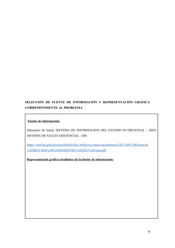 SELECCIÓN DE FUENTE DE INFORMACIÓN Y REPRESENTACIÓN GRÁFICA
CORRESPONDIENTE AL PROBLEMA
 Fuente de información:
Ministerio de