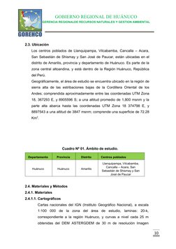 GOBIERNO REGIONAL DE HUÁNUCO
GERENCIA REGIONALDE RECURSOS NATURALES Y GESTION AMBIENTAL
10