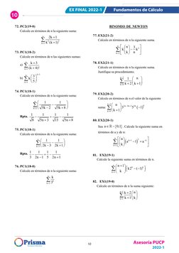 Asesoría PUCP
2022-1
10
EX FINAL 2022-1
Fundamentos de Cálculo
10
Pág. 10
ASOCIACION EDUCATIVA PRISMA
ASESORÍA UNIVERSITARIA