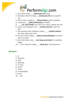 Conjunctions Worksheet for Class 8 | PDF | Linguistics | Syntax