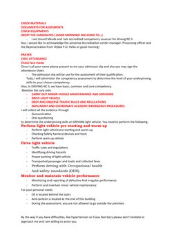 CHECK MATERIALS
DOCUMENTS FOR ASSESMENTS
CHECK EQUIPMENTS
GREET THE CANDIDATES ( GOOD MORNING! WELCOME TO…)
-
I am Jonard Mes