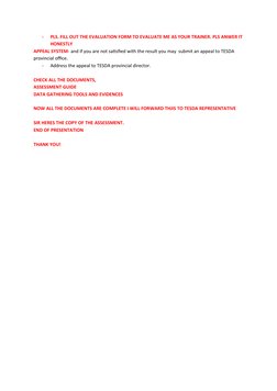 -
PLS. FILL OUT THE EVALUATION FORM TO EVALUATE ME AS YOUR TRAINER. PLS ANWER IT
HONESTLY
APPEAL SYSTEM- and if you are not s